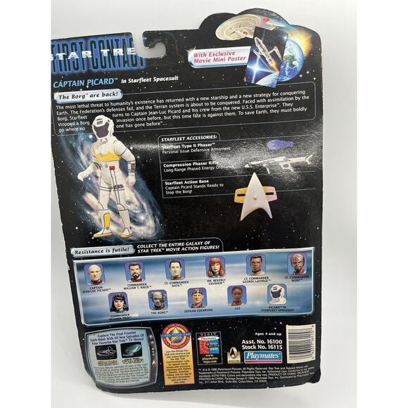 Captain Picard in Spacesuit Action Figure Star Trek First Contact Playmates 1996 - Picture 4 of 6